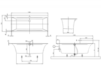 Cada pentru inzidire, 170 x 75 cm, alb, Squaro Edge