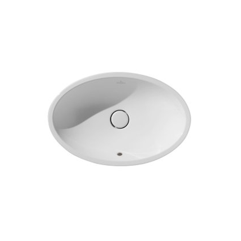 Lavoar pe blat Villeroy & Boch, Loop & Friends, oval, 63 cm, cu preaplin, alb