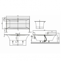 Cada Villeroy & Boch, Squaro Edge, dreptunghiulara, pentru inzidire, 190 x 90 cm, alb alpin