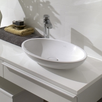  Lavoar pe blat Villeroy & Boch, Loop & Friends, oval, 63 cm, cu preaplin, alb