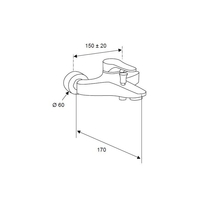 Baterie monocomanda cada-dus, crom, Omega