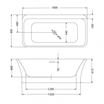 Cada freestanding Kolpasan, Mary, 180 cm, alb si negru
