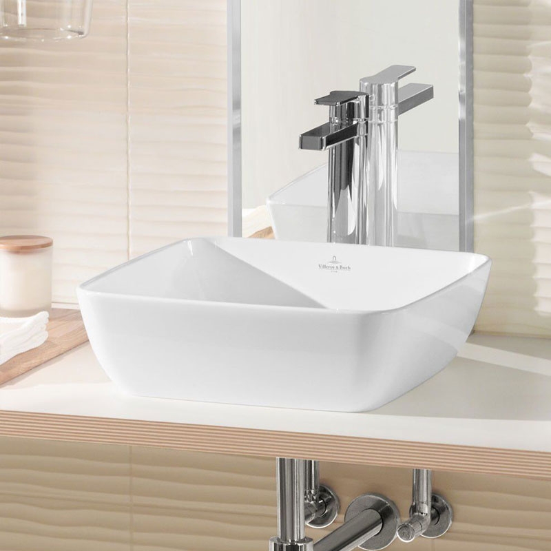 Lavoar pe blat Villeroy & Boch, Artis, patrat, 41 cm, alb, Titanceram