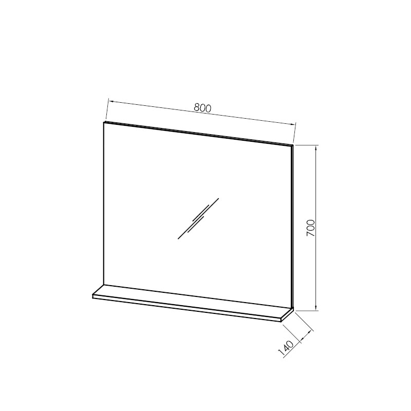 Oglinda cu polita Kolpasan, pentru mobilier Lana, 80 cm, gri-deschis