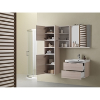 Set mobilier suspendat si lavoar Kolpasan, Lana, 80 cm, lemn deschis