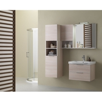 Set mobilier suspendat si lavoar Kolpasan, Lana, 80 cm, lemn deschis