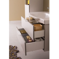 Set mobilier suspendat si lavoar Kolpasan, Lana, 80 cm, lemn deschis