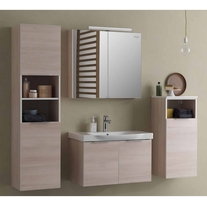 Set mobilier suspendat si lavoar Kolpasan, Lana, 80cm, lemn deschis