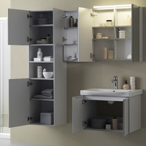 Set mobilier suspendat si lavoar Kolpasan, Lana, 65 cm, gri deschis