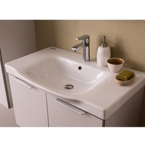 Set mobilier suspendat si lavoar Kolpasan, Lana, 65 cm, gri deschis