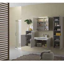 Dulap inalt suspendat Kolpasan, Lana, 156 cm, gri deschis