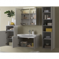 Dulap cu oglinda, Kolpasan, Lana, 65 cm, gri deschis