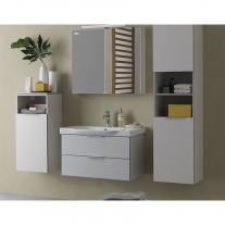 Dulap cu oglinda, Kolpasan, Lana, 65 cm, gri deschis