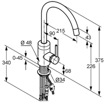 Baterie bucatarie Kludi, Bozz, crom