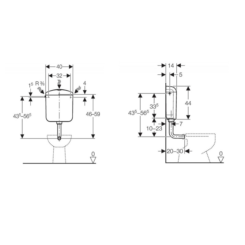 Rezervor WC Geberit, Montana Duo TM AP117, alb-alpin