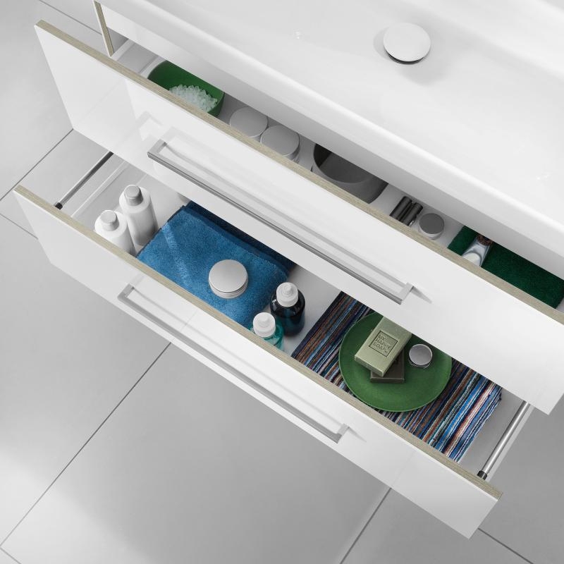 Mobilier Villeroy & Boch, Avento, suspendat, 2 sertare, 63 cm, crystal white