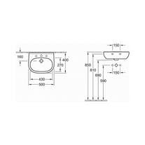 Lavoar suspendat Villeroy & Boch, O.Novo, compact, 50 cm, alb alpin