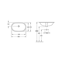 Lavoar sub blat Villeroy & Boch, O.Novo, oval, 53 cm, alb alpin
