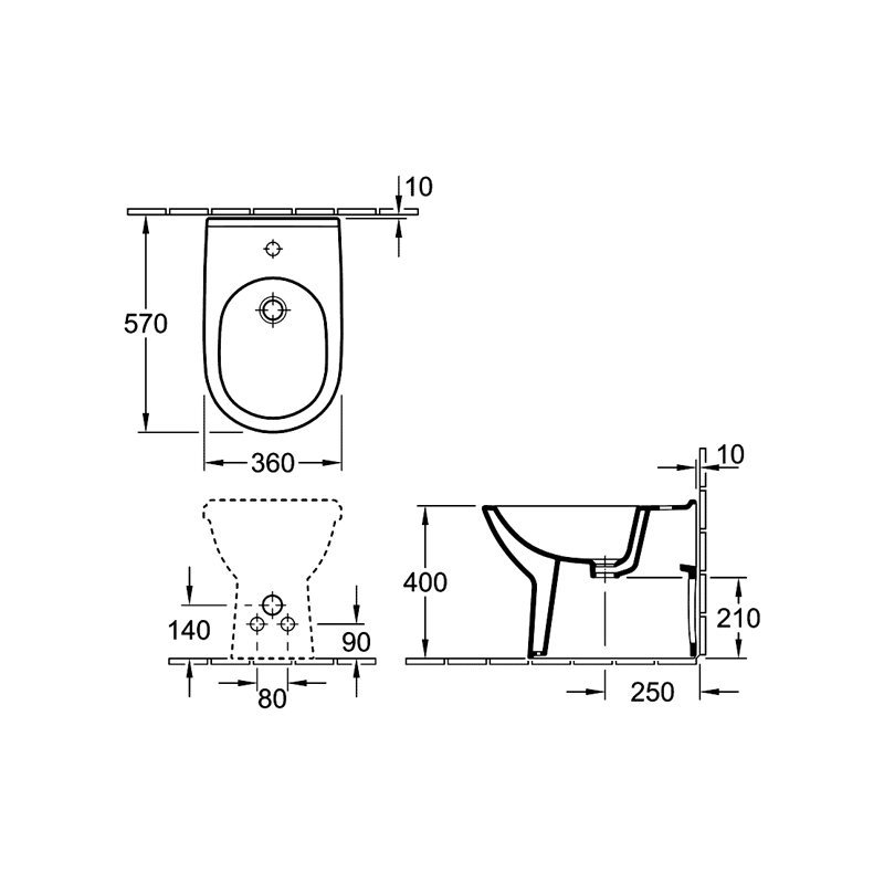 Bideu stativ Villeroy & Boch, O.Novo, rectificat, alb