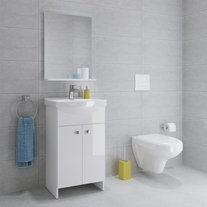 Set mobilier suspendat si lavoar Cersanit, Sati, 60,5 x 41,5 cm, alb