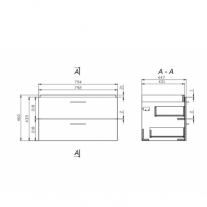 Set mobilier suspendat si lavoar Cersanit, Lara, 80 x 45 cm, nuc