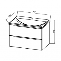 Set mobilier suspendat si lavoar Kolpasan, Tara, 71 cm, alb mat 
