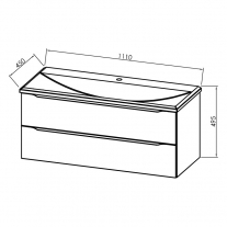 Set mobilier suspendat si lavoar Kolpasan, Tara, 110 cm, alb mat