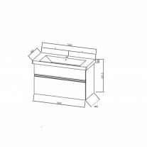 Set mobilier suspendat si lavoar Kolpasan, Oxana, 105 cm, stejar inchis