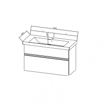 Set mobilier suspendat si lavoar Kolpasan, Oxana, 105 cm, stejar inchis