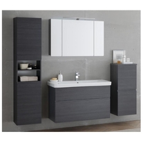 Set mobilier suspendat si lavoar Kolpasan, Oxana, 105 cm, stejar inchis