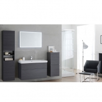 Set mobilier suspendat si lavoar Kolpasan, Oxana, 105 cm, stejar inchis