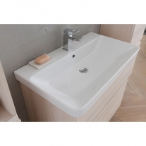 Set mobilier suspendat si lavoar Kolpasan, Oxana, 60 cm, salcam deschis