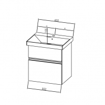 Set mobilier suspendat si lavoar Kolpasan, Oxana, 60 cm, salcam deschis