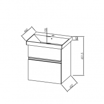 Set mobilier suspendat si lavoar Kolpasan, Oxana, 60 cm, salcam deschis