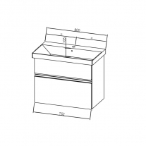 Set mobilier suspendat si lavoar Kolpasan, Oxana, salcam deschis, 80 cm