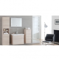 Set mobilier suspendat si lavoar Kolpasan, Oxana, salcam deschis, 80 cm