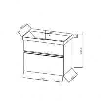 Set mobilier suspendat si lavoar Kolpasan, Oxana, 80 cm, alb