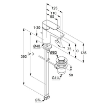 Baterie lavoar Kludi, Pure & Style, H = 7.5 cm, cu ventil metalic,, crom