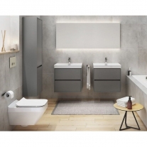 Dulap coloana Cersanit, Crea, cu doua usi, 140 cm, gri