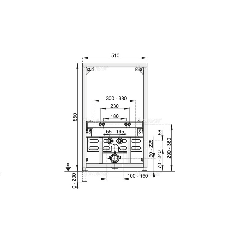 Rama de montaj Alcaplast, pentru bideu suspendat, set de fixare inclus, h85 cm