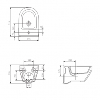 Bideu suspendat Cersanit, Crea, oval, alb
