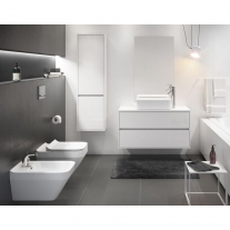 Bideu suspendat Cersanit, Crea, rectangular, fixare ascunsa, alb
