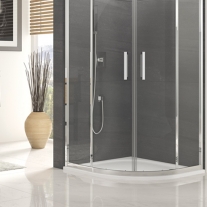 Cabina de dus Sanswiss, Ocelia, semirotunda  90 x 90 cm, cu acces pe mijloc, crom lucios