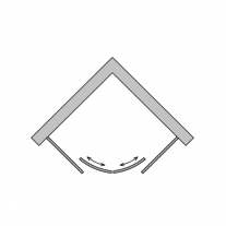 Cabina de dus Sanswiss, Ocelia, semirotunda  90 x 90 cm, cu acces pe mijloc, crom lucios