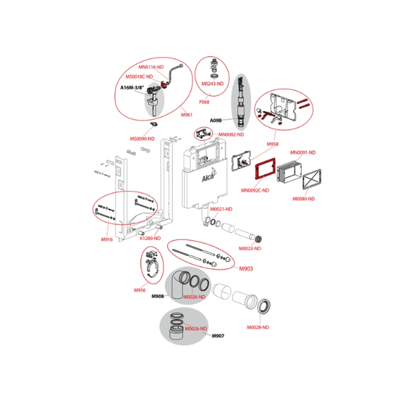 Rezervor incastrat Alcaplast, Renovmodul, slim, pentru montare in zidarie, pentru vas wc suspendat