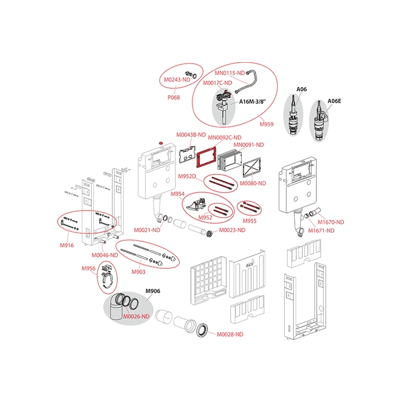Rezervor wc incastrat Alcaplast, Renovmodul, pentru montare in zidarie, pentru wc suspendat
