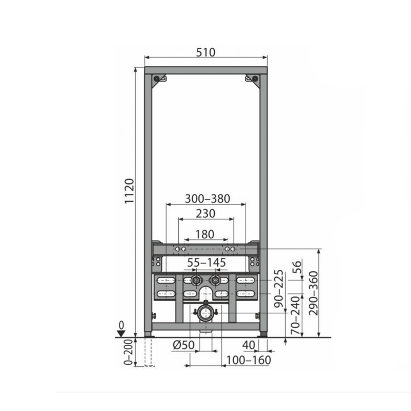 Cadru montaj Alcaplast, pentru bideu, H112 cm
