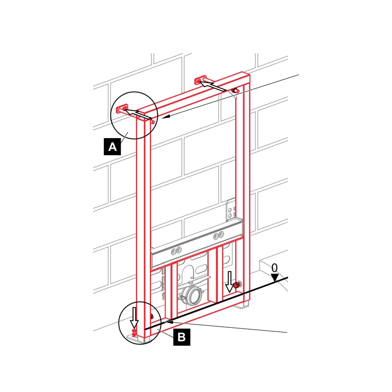 Cadru montaj Alcaplast, pentru bideu, H112 cm