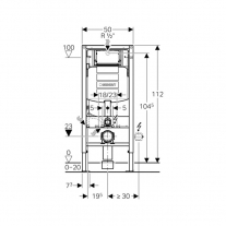 Set instalator Geberit, rama Duofix, rezervor Sigma 12cm cu set fixare si set antifonare, pentru wc suspendat