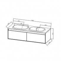 Set mobilier suspendat si lavoar Kolpasan, Pandora, 150 cm, black stone